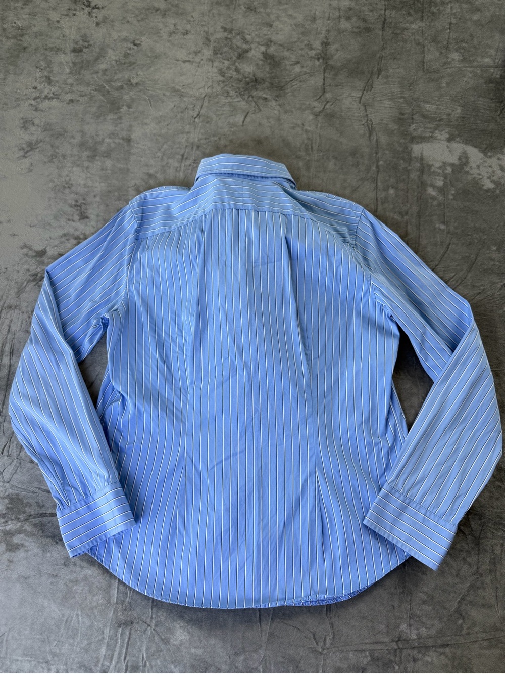 "Lauren Ralph Lauren Blue I& White Striped Blouse with Ruffles." - Picture 6 of 9